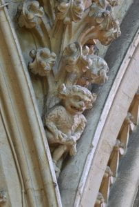 A photograph of the Lincoln Imp in Lincoln Cathedral.
